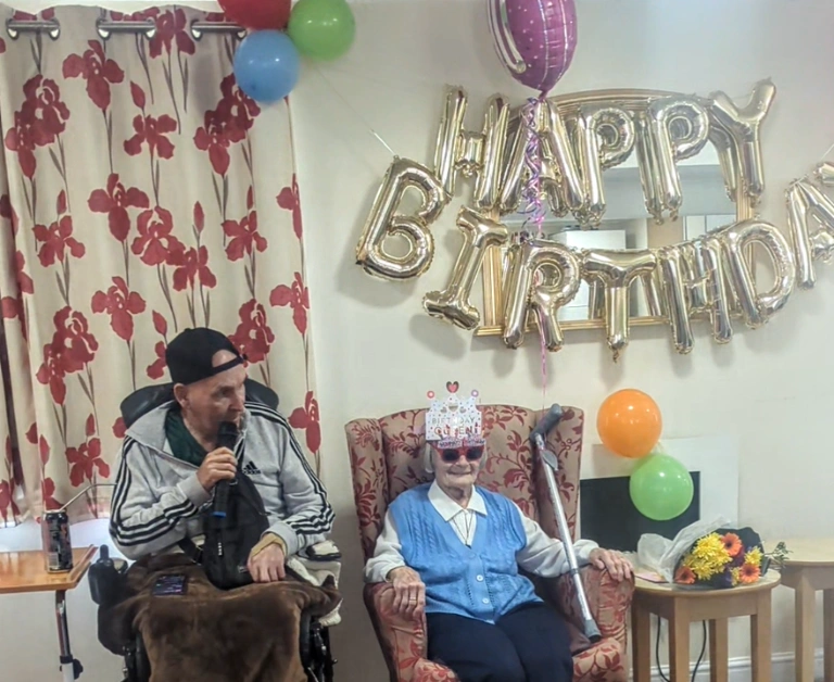 Birthday Queen with her personal Hype man